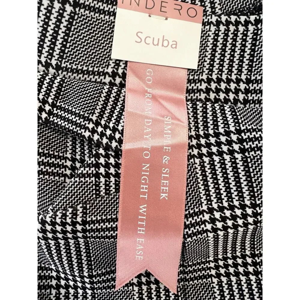 Indero Scuba Pants NWT Black/White Plaid Spandex Women's Size S/M